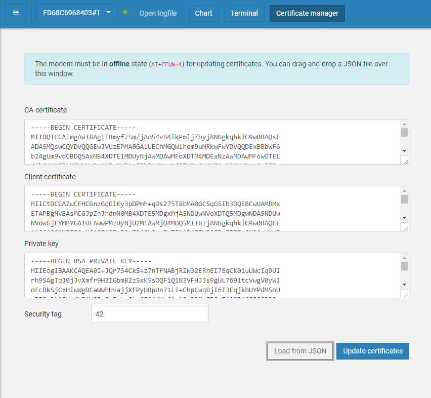 nRF Connect for Desktop Certificate Manager